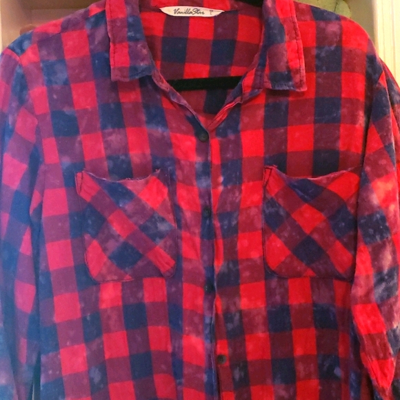 Vanilla Star Tops - Distressed Buffalo plaid shirt